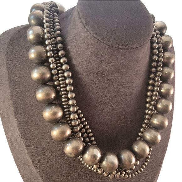 Sterling Six Strand Variable Bead Southwestern Necklace - Picture 3 of 10